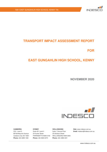 TRANSPORT IMPACT ASSESSMENT REPORT FOR EAST 