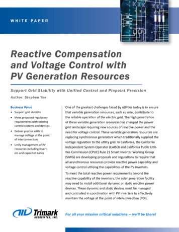 Reactive Compensation And Voltage Control With PV .