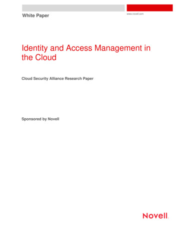 Identity And Access Management In The Cloud