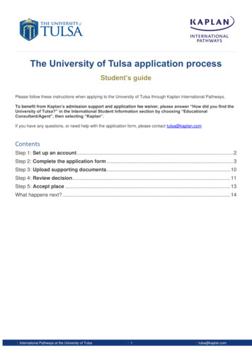 University Of Tulsa Application Instructions - Kaplan Pathways