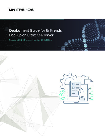 Deployment Guide For Unitrends Backup On Citrix XenServer