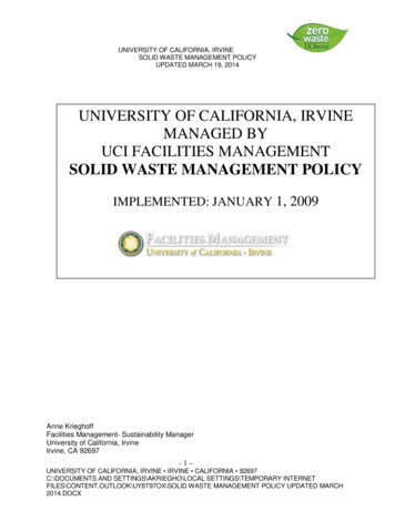 UCI Solid Waste Policy - Facilities Management UCI