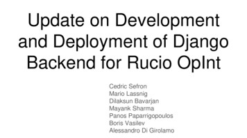 Update On Development And Deployment Of Django Backend 