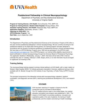 Postdoctoral Fellowship In Clinical Neuropsychology