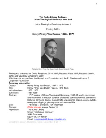 Henry Pitney Van Dusen, 1878 - 1975