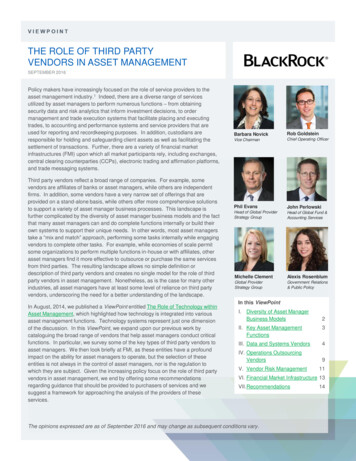 THE ROLE OF THIRD PARTY VENDORS IN ASSET 