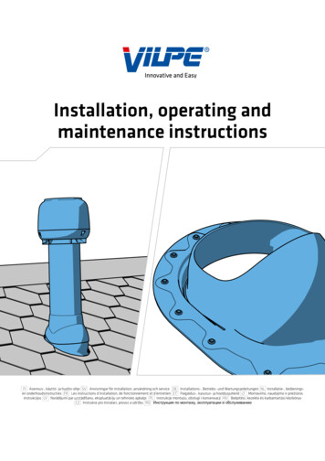 Installation, Operating And Maintenance Instructions