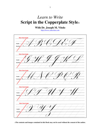Learn To Write Script In The Copperplate Style