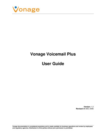 Voicemail Plus User Guide - Vonage 