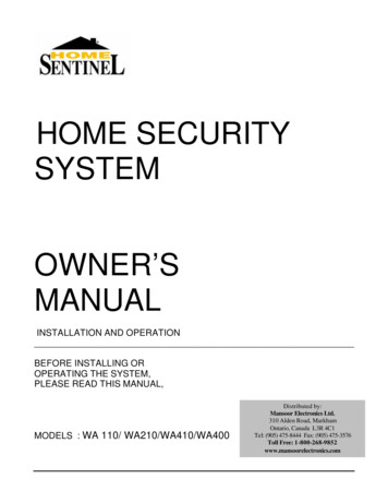 HOME SECURITY SYSTEM OWNER’S MANUAL
