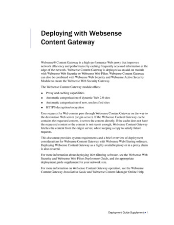Deploying With Websense Content Gateway
