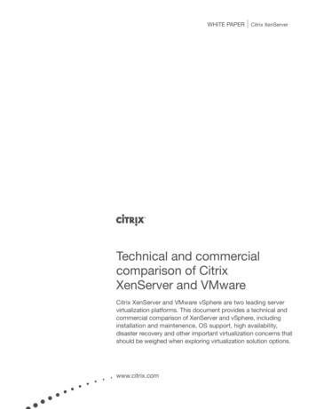 Technical And Commercial Comparison Of Citrix XenServer .
