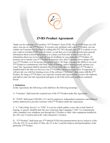 ZVRS Product Agreement