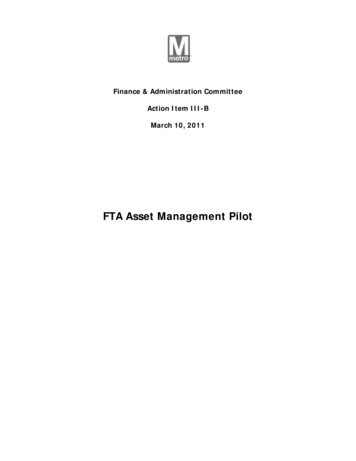 FTA Asset Management Pilot - WMATA