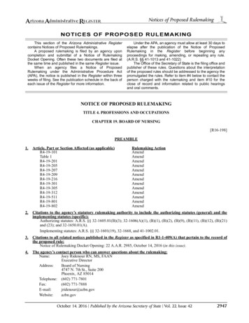 NOTICES OF PROPOSED RULEMAKING - AZ SOS