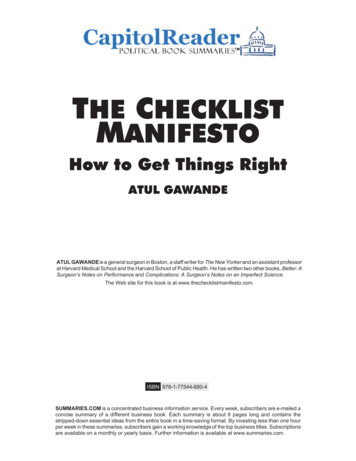 The Checklist Manifesto - CapitolReader 