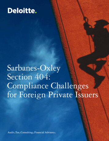 Sarbanes-Oxley Section 404: Compliance Challenges For .