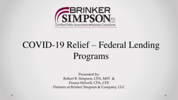 COVID-19 Relief – Federal Lending Programs