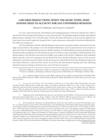 LAW FIRM DISSOLUTIONS: WHEN THE MUSIC STOPS, 