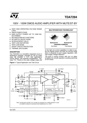100V - 100W DMOS Audio Amplifier With Mute/st-by