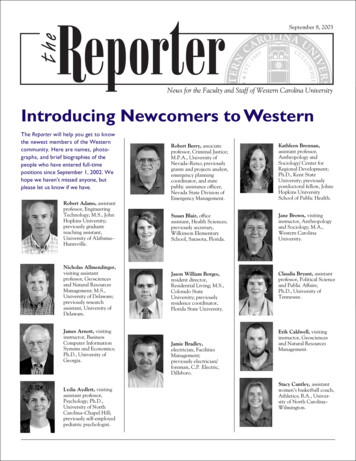 Introducing Newcomers To Western - Western Carolina University