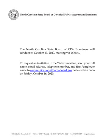 The North Carolina State Board Of CPA Examiners Will .