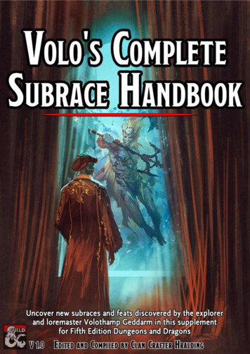 Volo's Complete Subrace Handbook V1