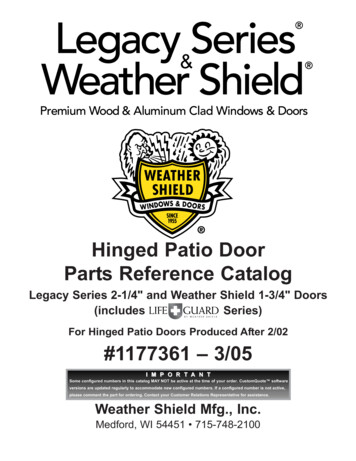 Hinged Patio Door Parts Reference Catalog