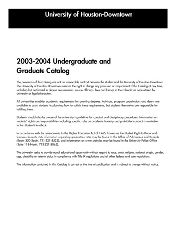 2003-2004 Undergraduate And Graduate Catalog