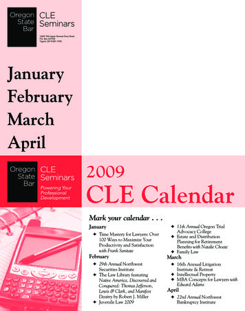 January March April 2009 CLE Calendar