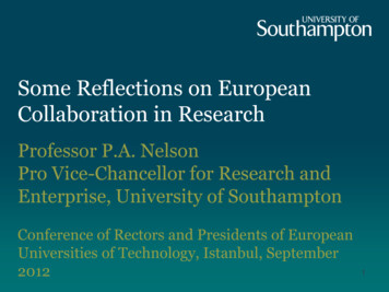 Some Reflections On European Collaboration In Research