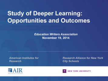 Study Of Deeper Learning: Opportunities And Outcomes