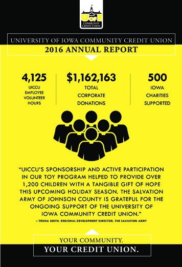 UniversitY Of Iowa CommunitY Credit Union 2016 AnnuAl Report