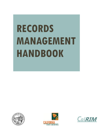 RECORDS MANAGEMENT HANDBOOK - California