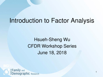 Introduction To Factor Analysis - BGSU