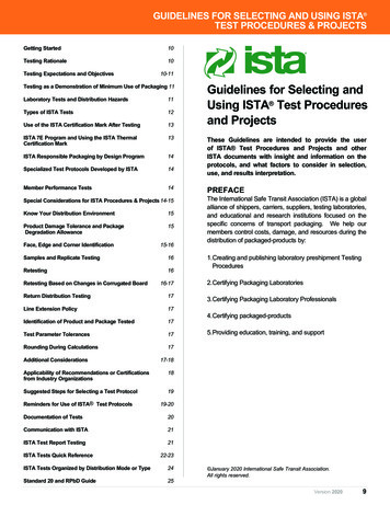 Guidelines For Selecting And Using ISTA Test Procedures .