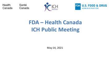FDA – Health Canada ICH Public Meeting