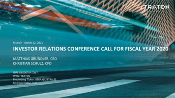 Munich - March 22, 2021 INVESTOR RELATIONS CONFERENCE 