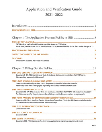 2021-2022 Application And Verification Guide
