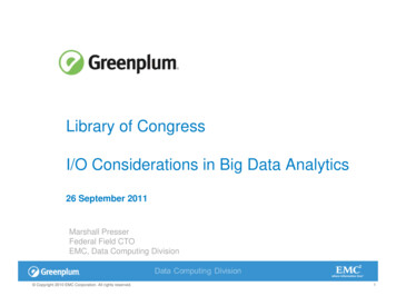 Library Of Congress I/O Considerations In Big Data Analytics