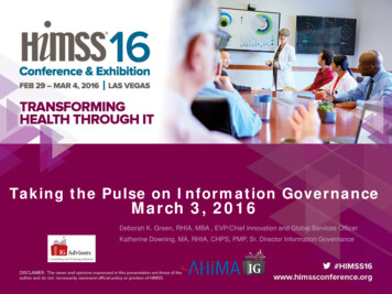 Taking The Pulse On Information Governance March 3, 2016