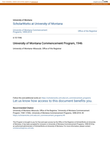 University Of Montana Commencement Program, 1946 - CORE
