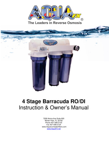 4 Stage Barracuda RO/DI Instruction & Owner’s Manual