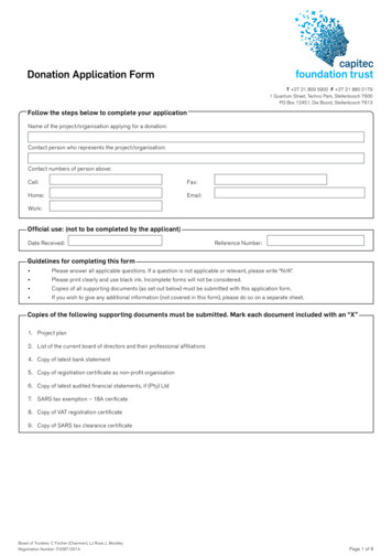 Donation Application Form - Capitec Bank