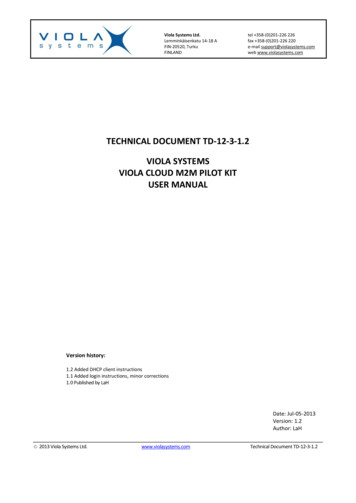 Technical Document Td-12-3-1.2 Viola Systems Viola Cloud M2m Pilot Kit .