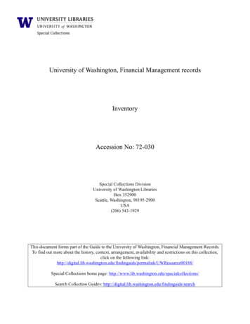 University Of Washington, Financial Management Records