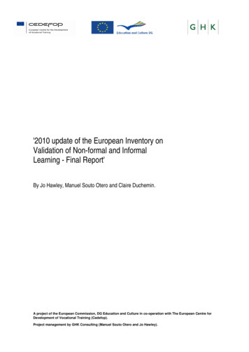'2010 Update Of The European Inventory On Validation Of .