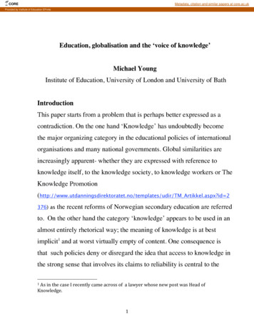 Education, Globalisation And The ‘voice Of Knowledge .