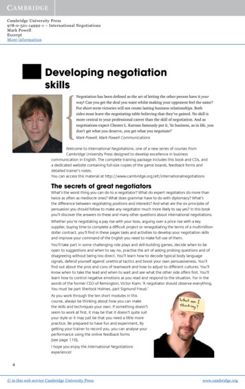 Developing Negotiation Skills - Assets