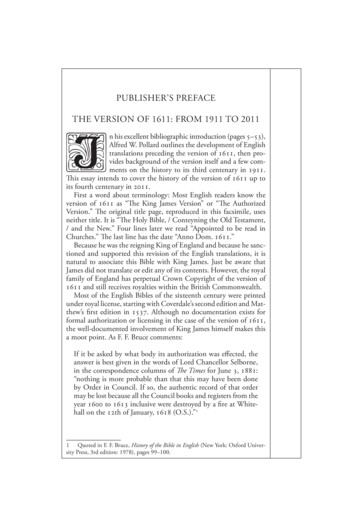 PUBLISHER’S PREFACE THE VERSIon OF 1611: FRom 1911 To 